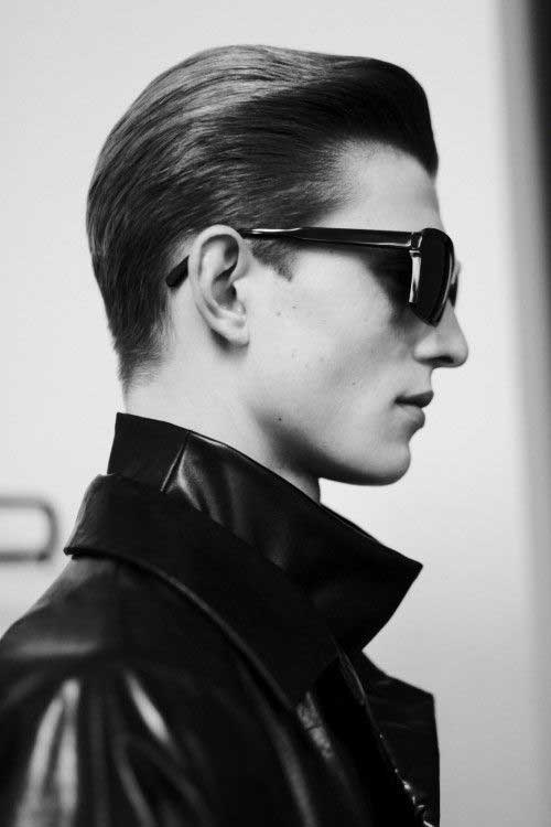 Slicked Back Pompadour with Bald Fade