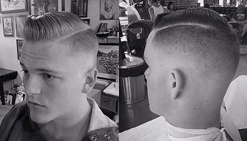 Boys Slicked Hair with Fade Haircut