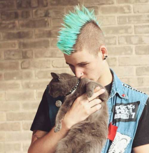 Guys with Blue Mohawk Punk Hairstyles
