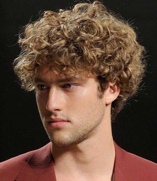 Mid Length Brown Curly Hairstyles for Men