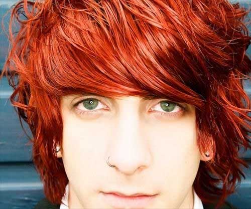 Red Colored Emo Hairstyles Ideas for Men