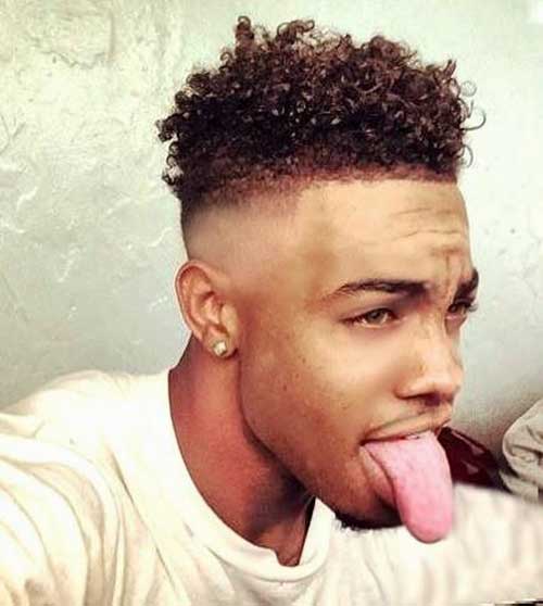 Black Men Side Shaved Curly Hairstyles